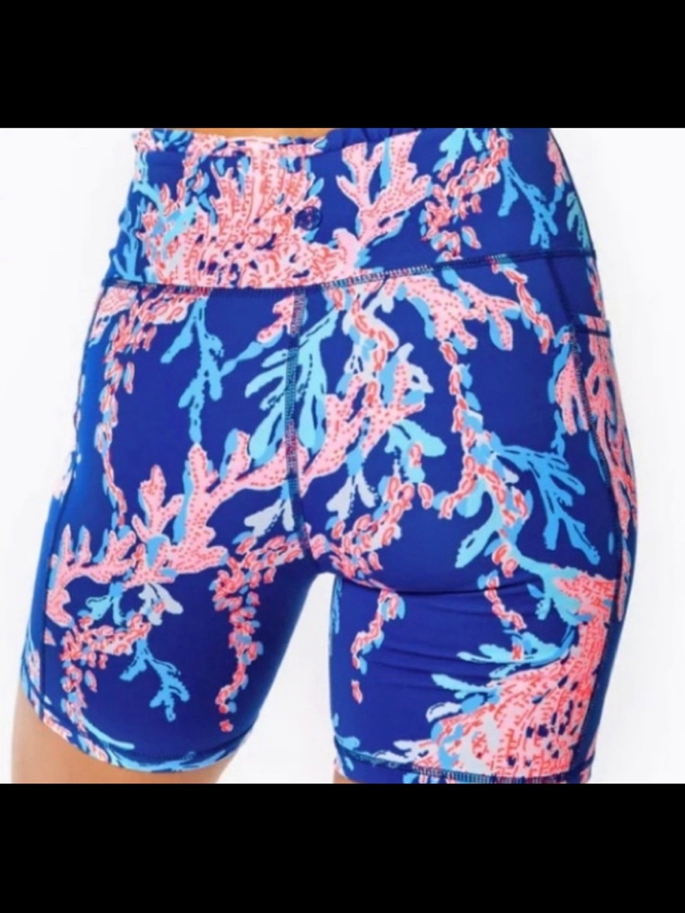 Lilly Pulitzer Blue Coral-Print Shorts with Pink Accents - Picture 2 of 4